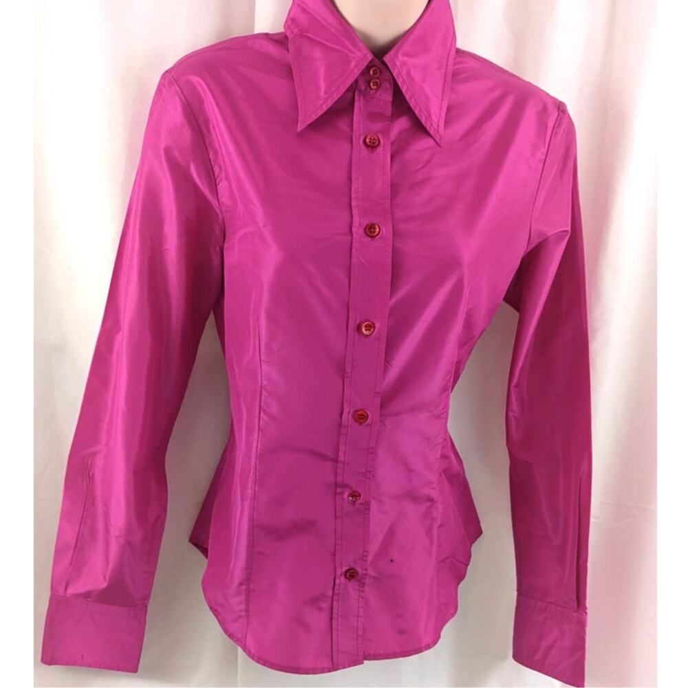 ETRO Pink Fuchsia Silk Button Women's Toop sz 40 Milano